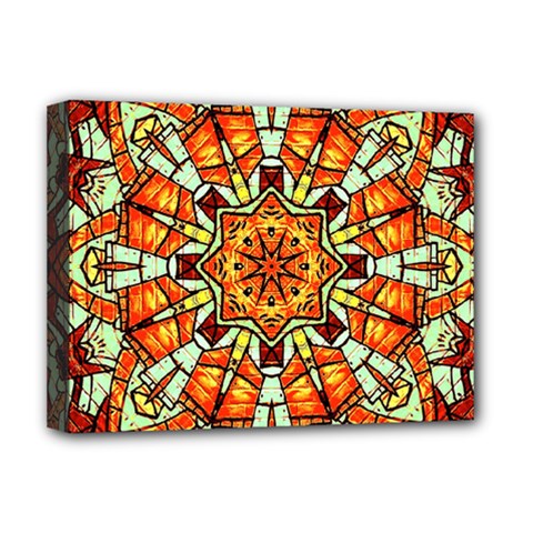 Kaleidoscope Floral Pattern Rosette Deluxe Canvas 16  X 12  (stretched) 