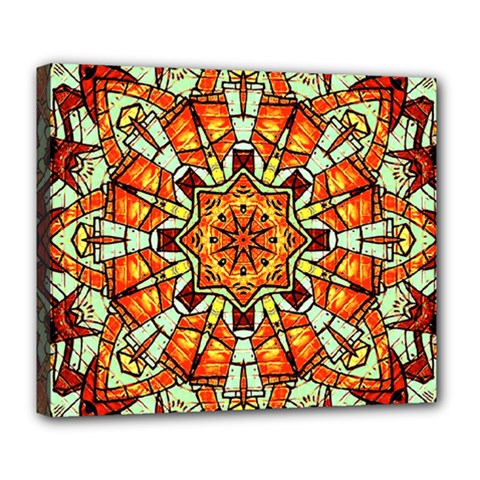 Kaleidoscope Floral Pattern Rosette Deluxe Canvas 24  X 20  (stretched)