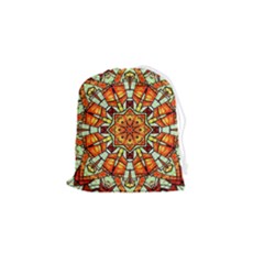 Kaleidoscope Floral Pattern Rosette Drawstring Pouch (small) by Jancukart