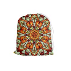 Kaleidoscope Floral Pattern Rosette Drawstring Pouch (large) by Jancukart