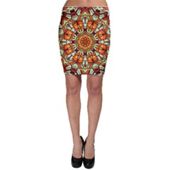 Kaleidoscope Floral Pattern Rosette Bodycon Skirt