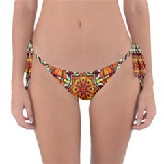 Kaleidoscope Floral Pattern Rosette Reversible Bikini Bottoms