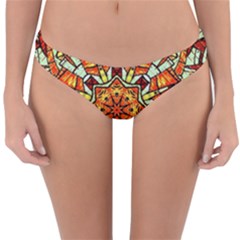 Kaleidoscope Floral Pattern Rosette Reversible Hipster Bikini Bottoms