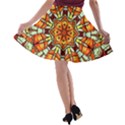 Kaleidoscope Floral Pattern Rosette A-line Skater Skirt View2