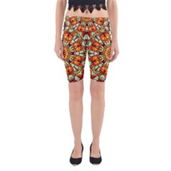 Kaleidoscope Floral Pattern Rosette Yoga Cropped Leggings