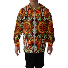 Kaleidoscope Floral Pattern Rosette Kids  Hooded Windbreaker