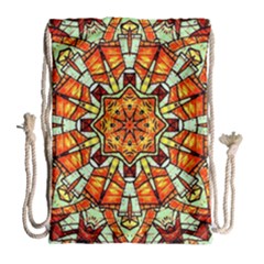 Kaleidoscope Floral Pattern Rosette Drawstring Bag (large)