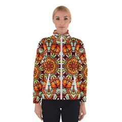 Kaleidoscope Floral Pattern Rosette Women s Bomber Jacket