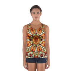 Kaleidoscope Floral Pattern Rosette Sport Tank Top  by Jancukart