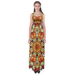 Kaleidoscope Floral Pattern Rosette Empire Waist Maxi Dress