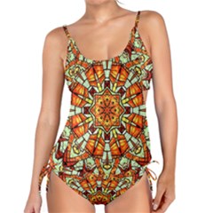 Kaleidoscope Floral Pattern Rosette Tankini Set