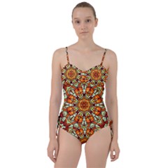 Kaleidoscope Floral Pattern Rosette Sweetheart Tankini Set