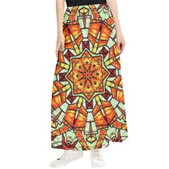 Kaleidoscope Floral Pattern Rosette Maxi Chiffon Skirt