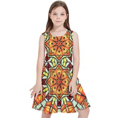 Kaleidoscope Floral Pattern Rosette Kids  Skater Dress