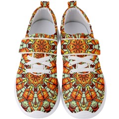 Kaleidoscope Floral Pattern Rosette Men s Velcro Strap Shoes