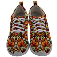 Kaleidoscope Floral Pattern Rosette Mens Athletic Shoes by Jancukart