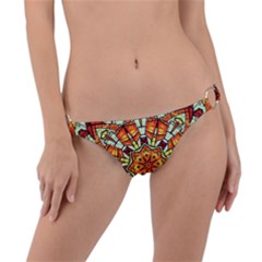 Kaleidoscope Floral Pattern Rosette Ring Detail Bikini Bottoms