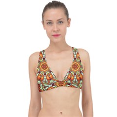 Kaleidoscope Floral Pattern Rosette Classic Banded Bikini Top by Jancukart