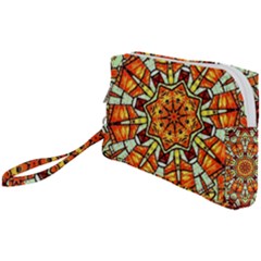 Kaleidoscope Floral Pattern Rosette Wristlet Pouch Bag (small) by Jancukart