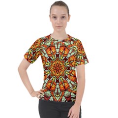 Kaleidoscope Floral Pattern Rosette Women s Sport Raglan Tee