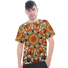 Kaleidoscope Floral Pattern Rosette Men s Sport Top