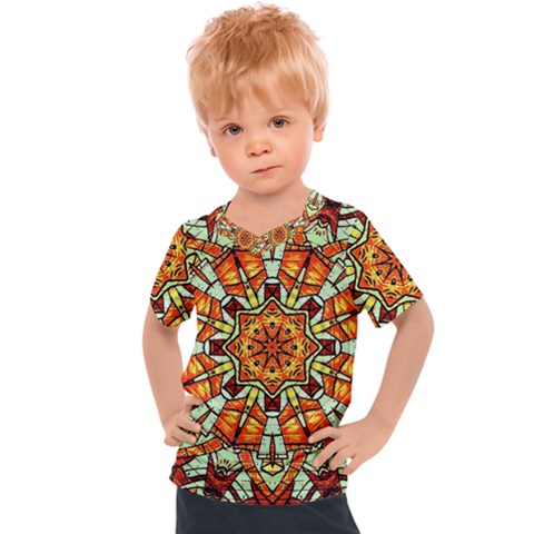 Kaleidoscope Floral Pattern Rosette Kids  Sports Tee by Jancukart