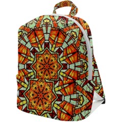 Kaleidoscope Floral Pattern Rosette Zip Up Backpack by Jancukart