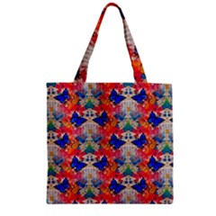 Butterflies Blue Pattern Girly Zipper Grocery Tote Bag