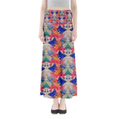 Butterflies Blue Pattern Girly Full Length Maxi Skirt