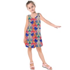 Butterflies Blue Pattern Girly Kids  Sleeveless Dress