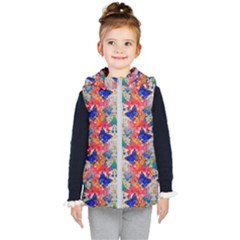 Butterflies Blue Pattern Girly Kids  Hooded Puffer Vest