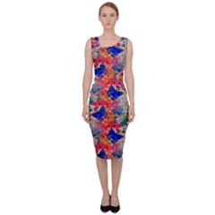 Butterflies Blue Pattern Girly Sleeveless Pencil Dress