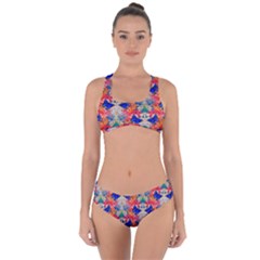 Butterflies Blue Pattern Girly Criss Cross Bikini Set