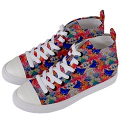 Butterflies Blue Pattern Girly Women s Mid-top Canvas Sneakers by Jancukart