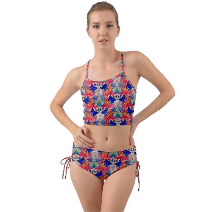 Butterflies Blue Pattern Girly Mini Tank Bikini Set