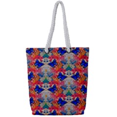 Butterflies Blue Pattern Girly Full Print Rope Handle Tote (small)