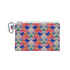 Butterflies Blue Pattern Girly Canvas Cosmetic Bag (small)