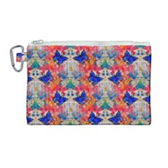 Butterflies Blue Pattern Girly Canvas Cosmetic Bag (large)