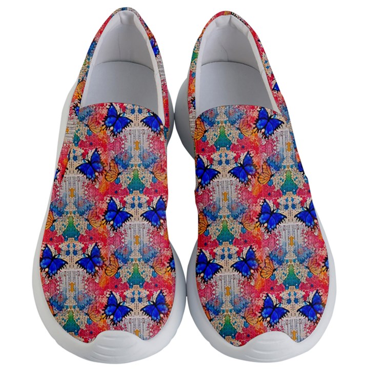 Butterflies Blue Pattern Girly Women s Lightweight Slip Ons