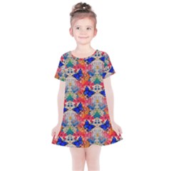 Butterflies Blue Pattern Girly Kids  Simple Cotton Dress by Jancukart