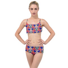 Butterflies Blue Pattern Girly Layered Top Bikini Set