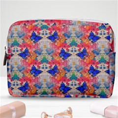 Butterflies Blue Pattern Girly Make Up Pouch (medium)