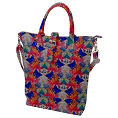 Butterflies Blue Pattern Girly Buckle Top Tote Bag