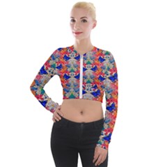 Butterflies Blue Pattern Girly Long Sleeve Cropped Velvet Jacket