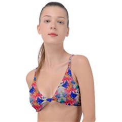 Butterflies Blue Pattern Girly Knot Up Bikini Top