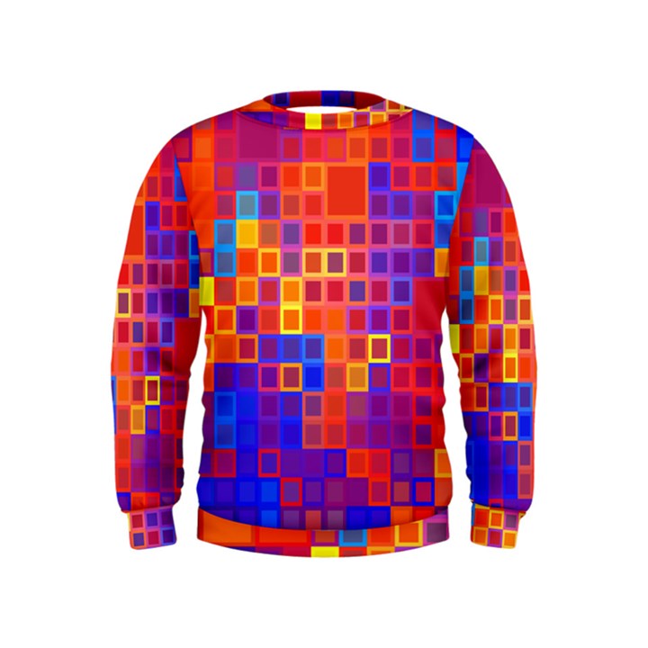 Squares Geometric Colorful Fluorescent Kids  Sweatshirt