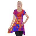 Squares Geometric Colorful Fluorescent Short Sleeve Side Drop Tunic View1