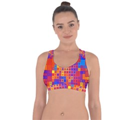 Squares Geometric Colorful Fluorescent Cross String Back Sports Bra