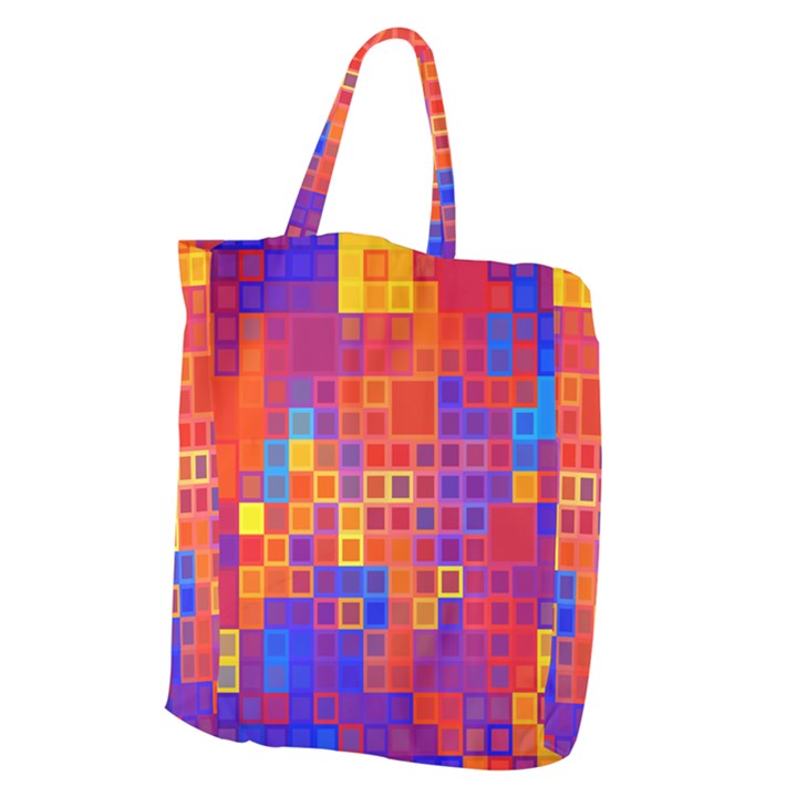 Squares Geometric Colorful Fluorescent Giant Grocery Tote