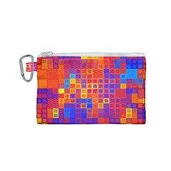 Squares Geometric Colorful Fluorescent Canvas Cosmetic Bag (small) by Jancukart